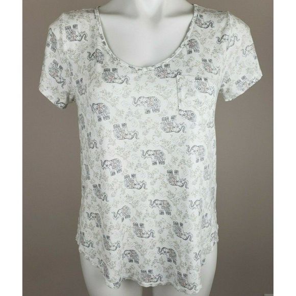 Hollister Must Have Collection White Elephant T-Shirt Tee S Pocket EUC - Picture 1 of 4